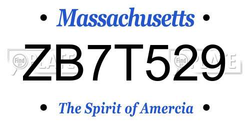 ZB7T529 Massachusetts License Plate