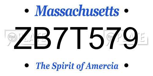 ZB7T579 Massachusetts License Plate