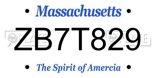 ZB7T829 Massachusetts License Plate