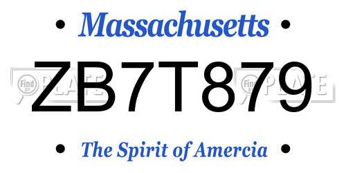 ZB7T879 Massachusetts License Plate