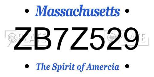 ZB7Z529 Massachusetts License Plate