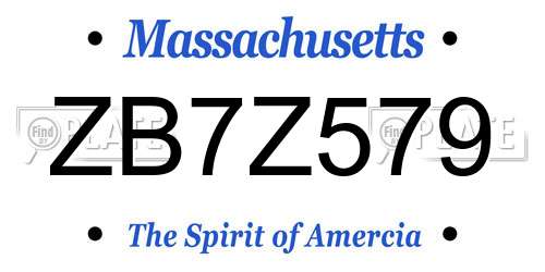 ZB7Z579 Massachusetts License Plate