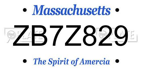 ZB7Z829 Massachusetts License Plate