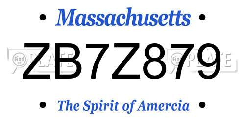 ZB7Z879 Massachusetts License Plate