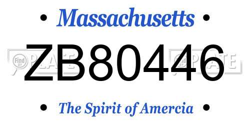 ZB80446 Massachusetts License Plate
