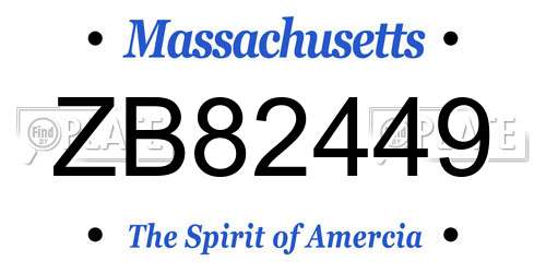 ZB82449 Massachusetts License Plate