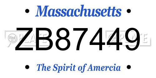 ZB87449 Massachusetts License Plate