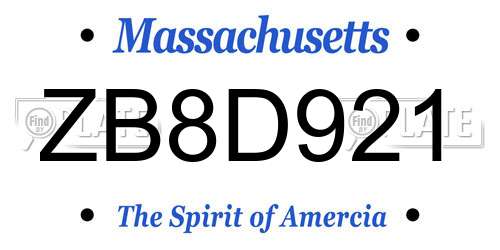 ZB8D921 Massachusetts License Plate