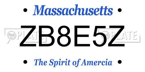 ZB8E5Z Massachusetts License Plate