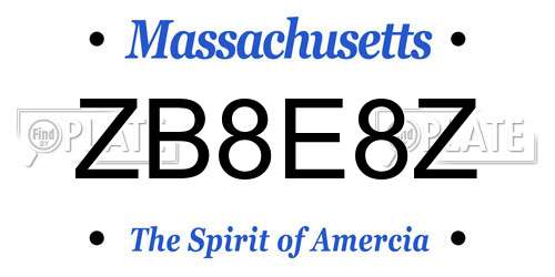 ZB8E8Z Massachusetts License Plate