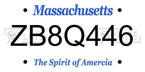 ZB8Q446 Massachusetts License Plate