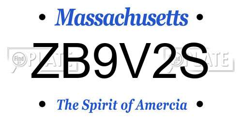 ZB9V2S Massachusetts License Plate