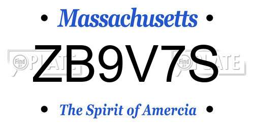 ZB9V7S Massachusetts License Plate
