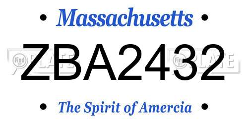 ZBA2432 Massachusetts License Plate