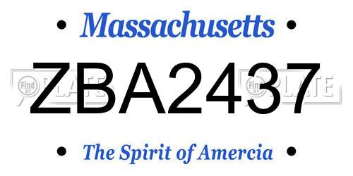 ZBA2437 Massachusetts License Plate