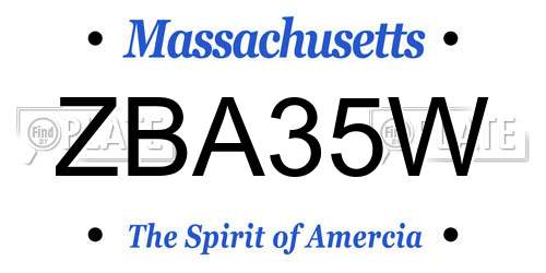 ZBA35W Massachusetts License Plate