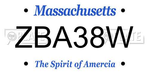 ZBA38W Massachusetts License Plate