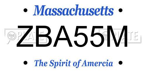 ZBA55M Massachusetts License Plate