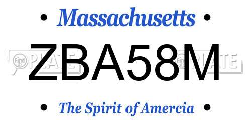 ZBA58M Massachusetts License Plate