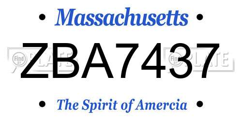 ZBA7437 Massachusetts License Plate