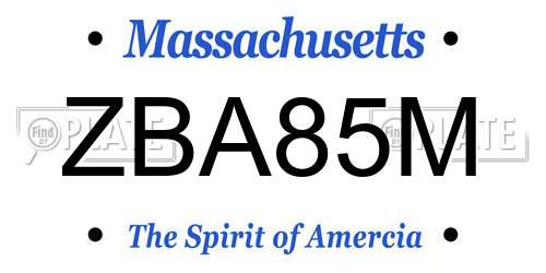 ZBA85M Massachusetts License Plate