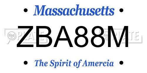 ZBA88M Massachusetts License Plate