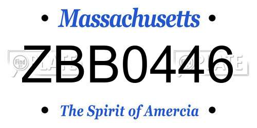ZBB0446 Massachusetts License Plate