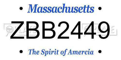 ZBB2449 Massachusetts License Plate