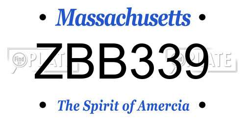 ZBB339 Massachusetts License Plate