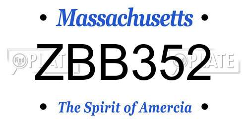 ZBB352 Massachusetts License Plate
