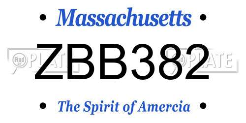ZBB382 Massachusetts License Plate