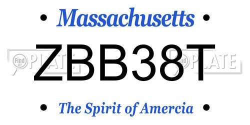 ZBB38T Massachusetts License Plate