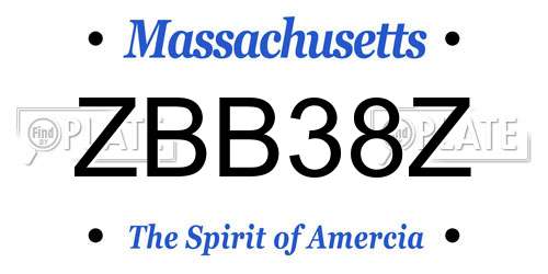 ZBB38Z Massachusetts License Plate