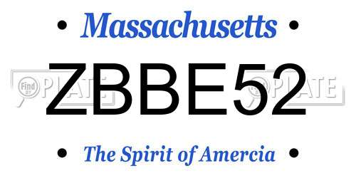 ZBBE52 Massachusetts License Plate
