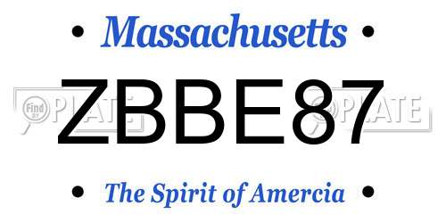 ZBBE87 Massachusetts License Plate