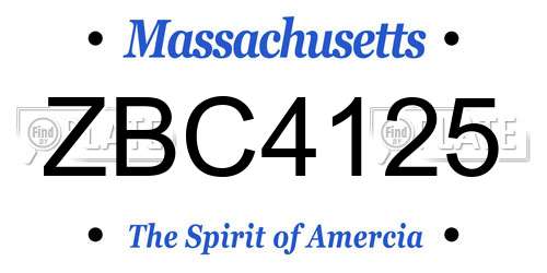 ZBC4125 Massachusetts License Plate