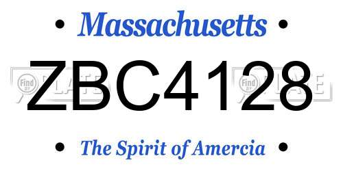 ZBC4128 Massachusetts License Plate