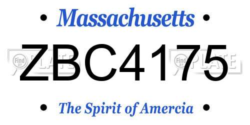 ZBC4175 Massachusetts License Plate
