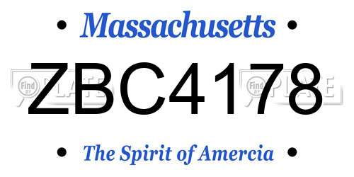 ZBC4178 Massachusetts License Plate