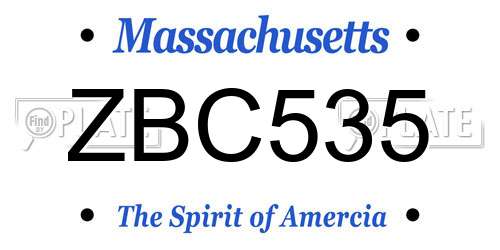 ZBC535 Massachusetts License Plate