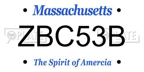 ZBC53B Massachusetts License Plate