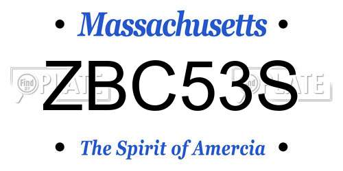 ZBC53S Massachusetts License Plate