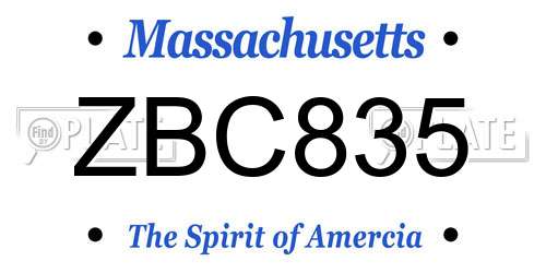 ZBC835 Massachusetts License Plate