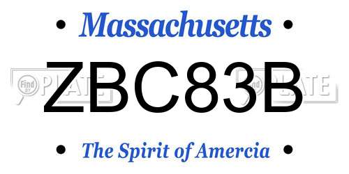 ZBC83B Massachusetts License Plate