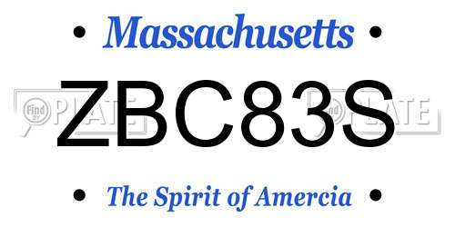 ZBC83S Massachusetts License Plate