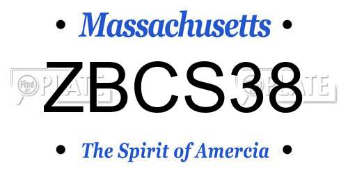 ZBCS38 Massachusetts License Plate