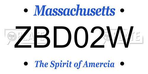 ZBD02W Massachusetts License Plate