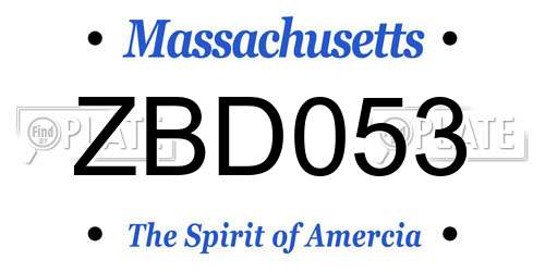 ZBD053 Massachusetts License Plate