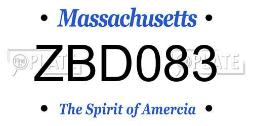 ZBD083 Massachusetts License Plate