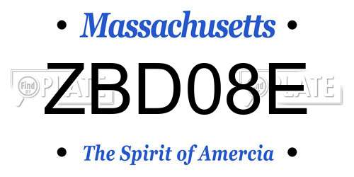 ZBD08E Massachusetts License Plate